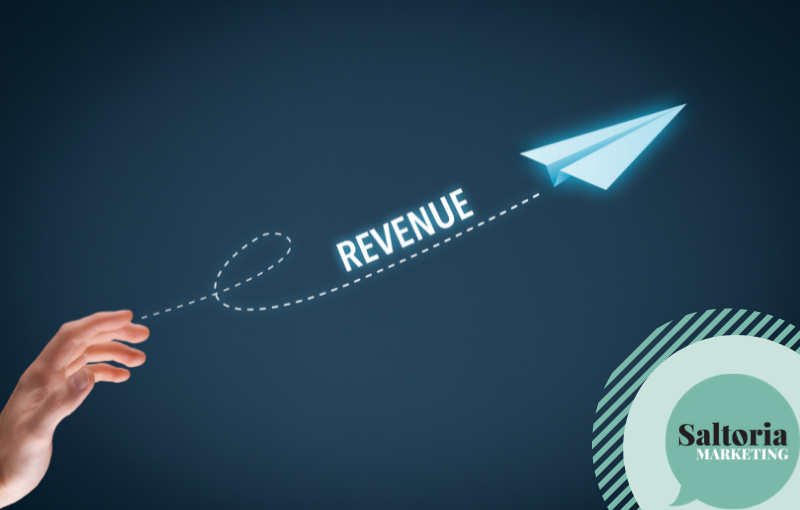 saltoria Picture of a paper plane flying towards the top right corner of the picture. It represents the concept of increasing revenue and using marketing for making money.